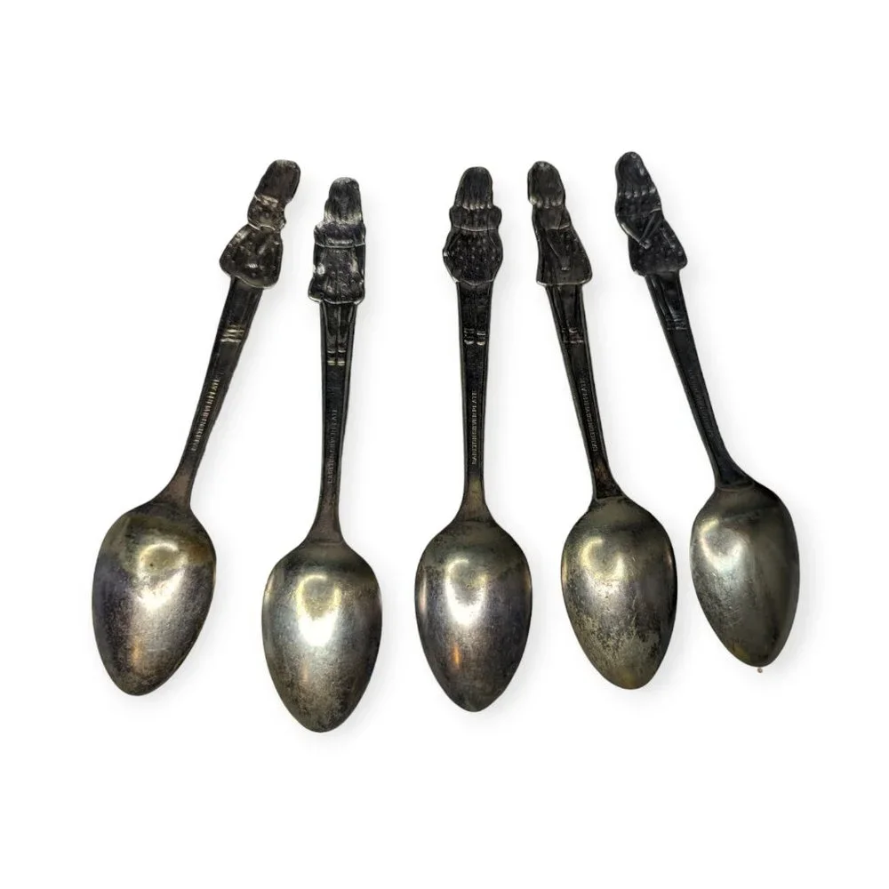Vintage Dionne Quintuplets Silver Plated Spoon Set